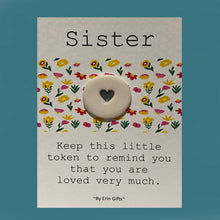 Load image into Gallery viewer, Sister Ceramic Pocket Token Pocket Hug and Card