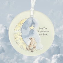 Load image into Gallery viewer, Keepsake Hanging Decoration – Ceramic Ornament With Glossy Finish & Satin Ribbon Gift love you to the moon and back