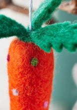 Load image into Gallery viewer, Felt Dotty Rainbow Carrot Decoration
