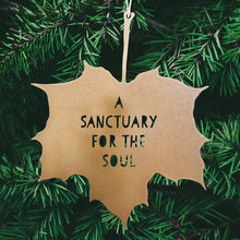Load image into Gallery viewer, Leaf Quote - A sanctuary for the soul - for gardens: Gold