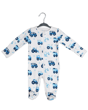 Load image into Gallery viewer, Baby Mac Organic Cotton Sleepsuit-Vehicle: Trucks / 0-3 months