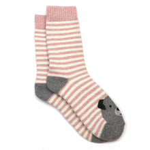 Load image into Gallery viewer, Pom - Pink Stripe Cat Socks Duo