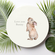Load image into Gallery viewer, Hand-Finished Drinks Coaster – Heat-Resistant Ceramic Table Protection love you bunny