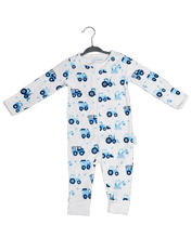 Load image into Gallery viewer, Baby Mac Organic Cotton Sleepsuit-Vehicle: Trucks / 0-3 months
