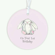 Load image into Gallery viewer, Ceramic Hanging Decoration – Pink Bunny Keepsake Ornament for Baby 1st Birthday Gift
