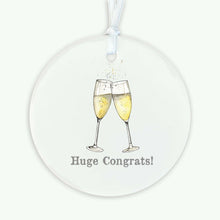 Load image into Gallery viewer, Hanging Ceramic Decoration – Glossy Ceramic Ornament With Satin Ribbon &amp; Organza Bag huge congrats
