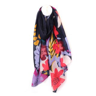 Pom - Navy/multi tropical paradise print repreve scarf