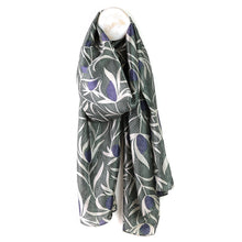 Load image into Gallery viewer, Pom - Grey Vine Print Silk Scarf
