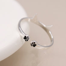 Load image into Gallery viewer, Pom - Sterling silver cat face ring - size 54

