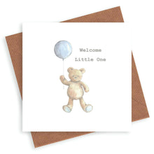 Load image into Gallery viewer, Baby Boy Card – Luxury Watercolour Greeting Card with Kraft Envelope Included: 12 x 12 cm
