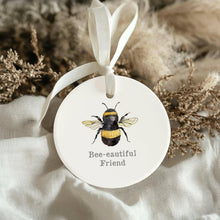 Load image into Gallery viewer, Ceramic Hanging Decoration – Bee Lovers Gift with Satin Ribbon &amp; Organza Bag bee-eautiful friend

