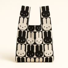 Load image into Gallery viewer, Chessboard Bunny - Knitted bag: Black / Medium
