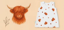 Load image into Gallery viewer, Baby Mac Highland Cow Organic Cotton Baby Sleeping Bag: Highland Cow / 6-18 months
