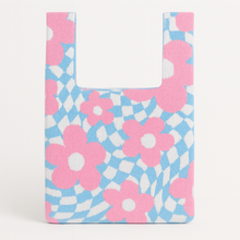 Load image into Gallery viewer, Garden Checker - Knitted Bag: Blue and pink / Medium
