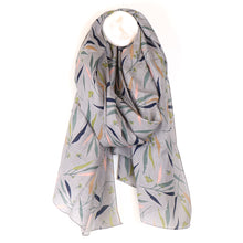Load image into Gallery viewer, Pom - Grey Mix Leaf Print Scarf

