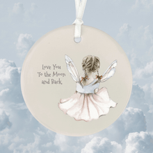 Load image into Gallery viewer, Hanging Ceramic Decoration – Handmade Keepsake Ornament with Satin Ribbon Gift love you to the moon and back
