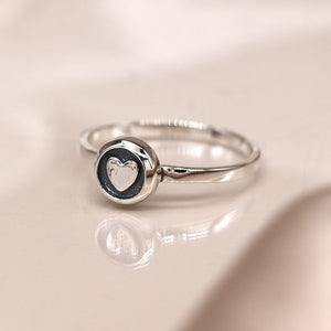 Pom - Simple silver ring with heart disc size 55 (small)