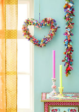 Load image into Gallery viewer, Recycled Sari Wreath Multicolour Heart
