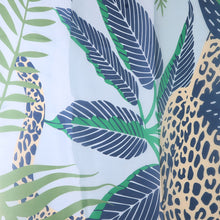 Load image into Gallery viewer, Pom - Blue Palm Leaf/Animal Print Silk Scarf
