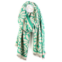 Load image into Gallery viewer, Pom - Green/Cream Floral Scarf
