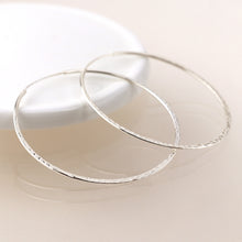 Load image into Gallery viewer, Pom - Silver Large Hammered Hoops
