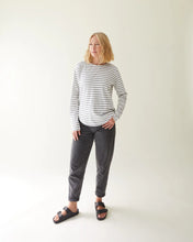 Load image into Gallery viewer, Chalk Fleur Striped Top White and Grey
