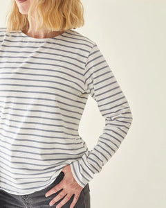 Chalk Fleur Striped Top White and Grey