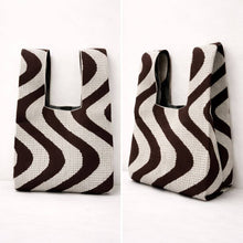 Load image into Gallery viewer, Sunset Swirl - Knitted Bag: Brown and cream / Medium
