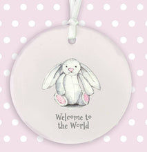 Load image into Gallery viewer, Hanging Decoration - Nursery - Newborn Keepsake - Baby Girl welcome to the world

