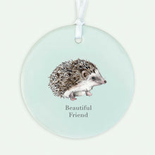 Load image into Gallery viewer, Hanging Ceramic Decoration – Glossy Ornament with Ribbon | Unique Hedgehog Gift beautiful friend
