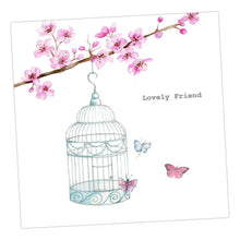 Load image into Gallery viewer, Lovely Friend Card – Butterfly Greeting Card With Birdcage Design &amp; Kraft Envelope: 15 x 15 cm
