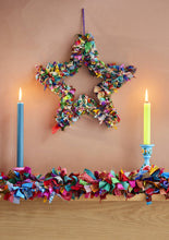 Load image into Gallery viewer, Recycled Sari Wreath Multicolour Star
