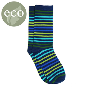 Men's Bamboo Blue/Green Variety Striped Single Pair Socks