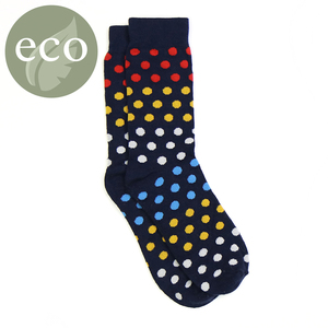 Men's Bamboo Navy/Red/Multi Spotted Single Pair Socks