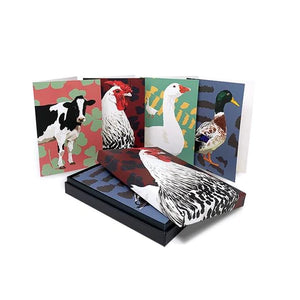 Leslie Gerry - Boxed 12 Notecards Farm Animals