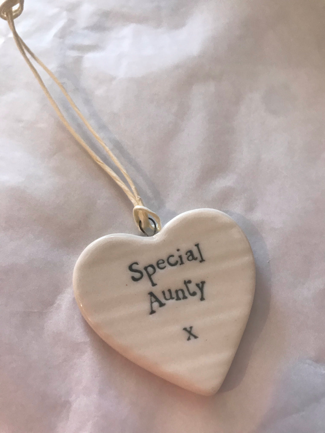 East of India Ceramic hanging heart - special Aunty