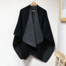 Load image into Gallery viewer, Pom black and grey poncho

