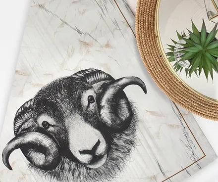 Rhianne Sian - large tea towel - swaledale ram