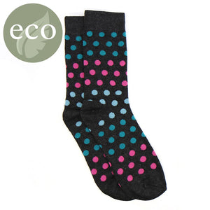 Pom - Men’s grey/blue/pink multi spotted single pair bamboo socks