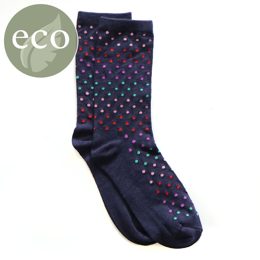 Pom - Men’s navy/multi gradient spot single pair bamboo socks