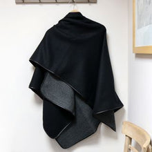 Load image into Gallery viewer, Pom black and grey poncho
