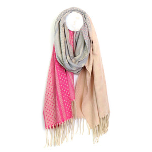 Pom - pink/grey woven ombré scarf